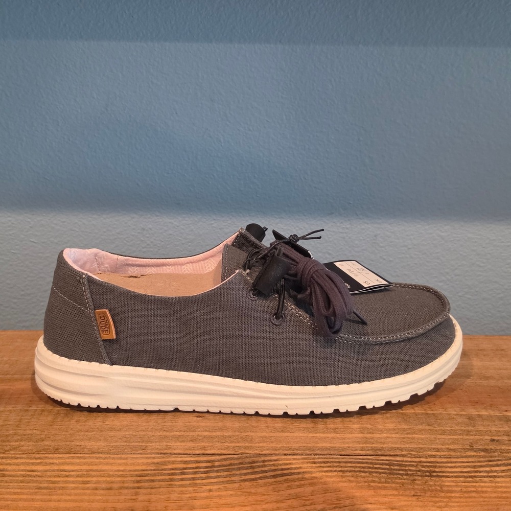 Hey Dude Womens Wendy Chambray Loafers Grey Canvas Slip On Casual Shoes Size 10 - Picture 6 of 12